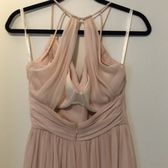 Pink dress. Size 2. Long dress. Worn 1 time. Built in bra - Picture 4 of 5